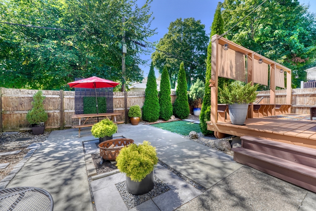 19 Gloria Road Boston, MA 02132 - Photo 37 of 42 a view of a backyard with a patio