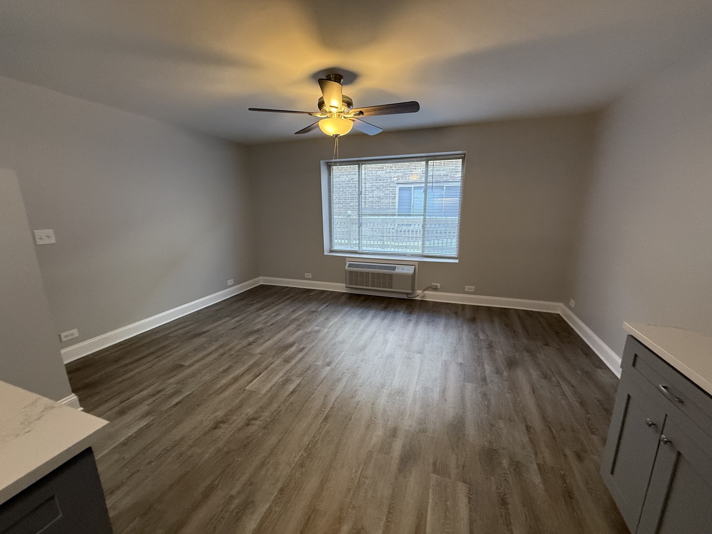 744 West Gordon Terrace, Unit 310 Chicago, IL 60613 - Photo 2 of 8 a view of an empty room with wooden floor and a window