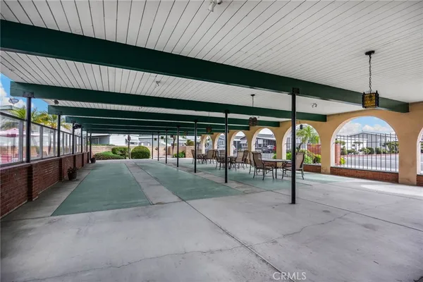 a view of a porch with a patio