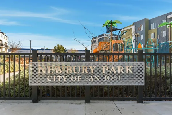 a view of a park with slide