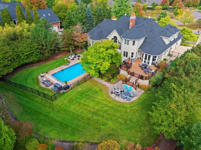 an aerial view of a house