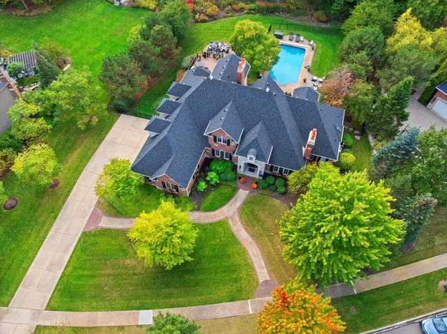 an aerial view of a house