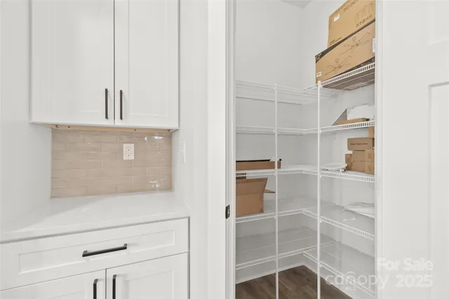 a view of an empty walk in closet