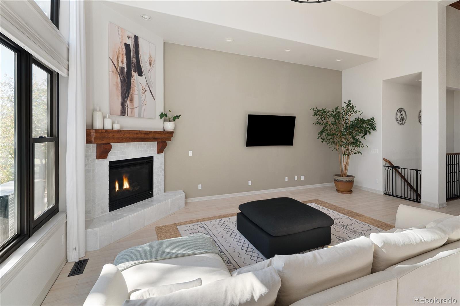 20132 East Shady Ridge Road Parker, CO 80134 - Photo 13 of 50 a living room with furniture and a fireplace