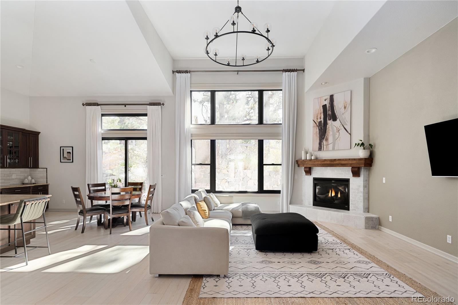 20132 East Shady Ridge Road Parker, CO 80134 - Photo 3 of 50 a living room with furniture a fireplace and a flat screen tv