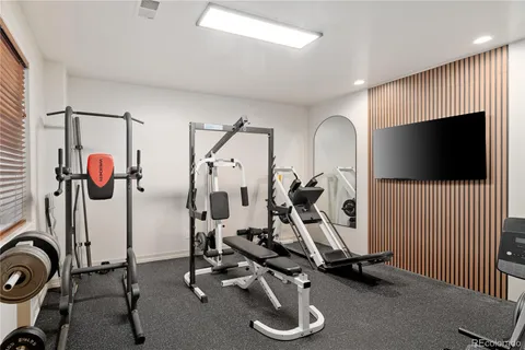 a view of a room with gym equipment