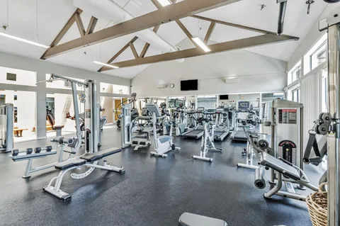 a view of a room with gym equipment