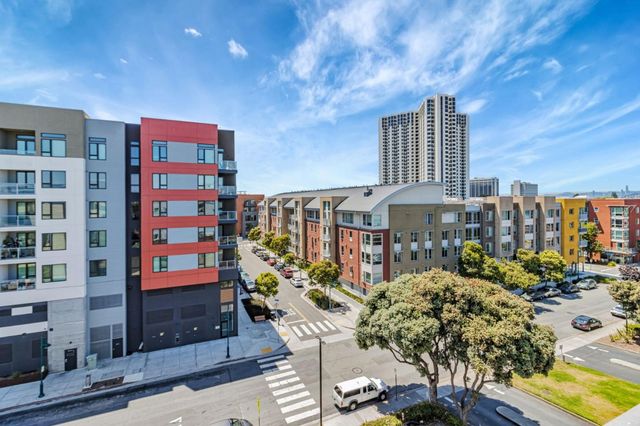 a city view with tall buildings