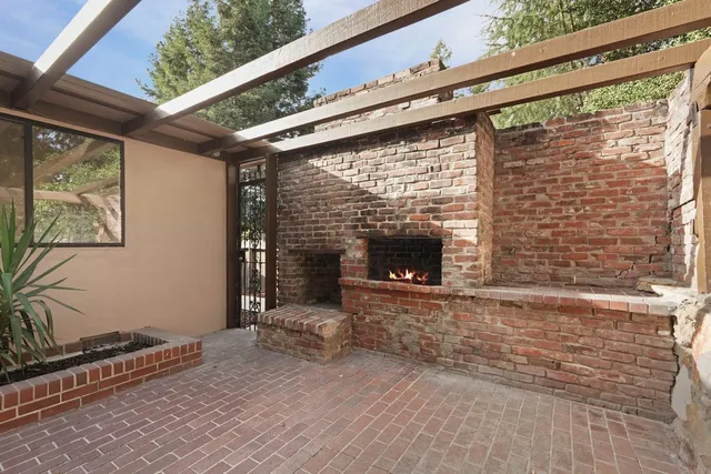 a view of a yard with trees