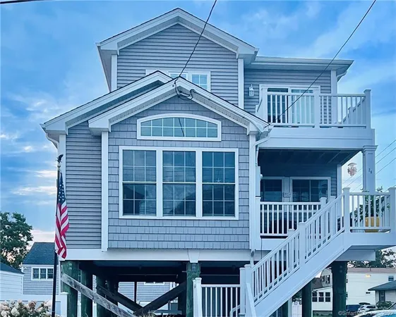 front view of a house with a deck