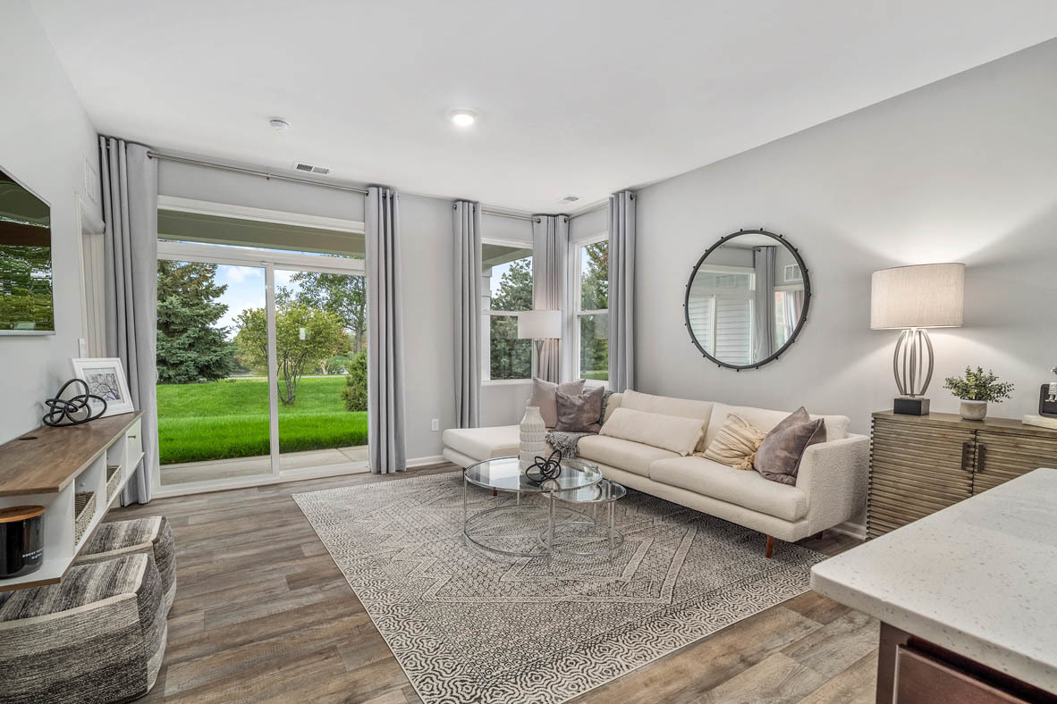 890 Eineke Boulevard Algonquin, IL 60102 - Photo 14 of 27 a living room with furniture a fireplace a lamp wooden floor and a large window