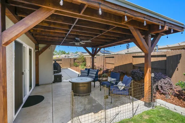 a view of a backyard with a area