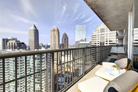 a view of city from a balcony