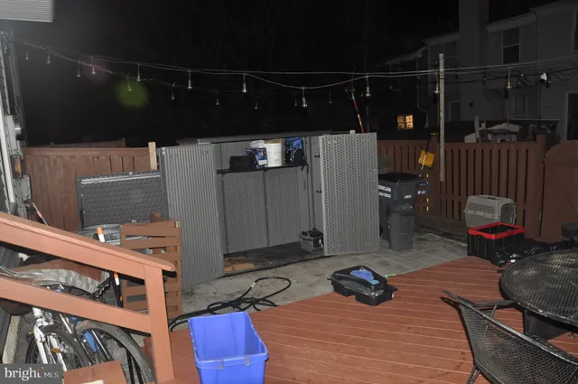 a view of a balcony with chairs