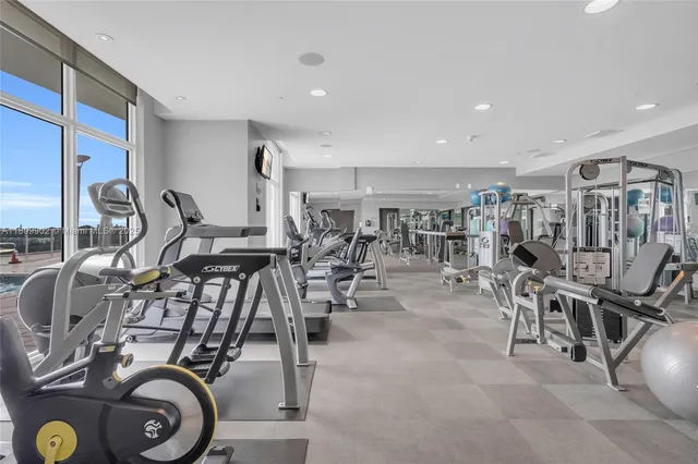 a view of a room with gym equipment
