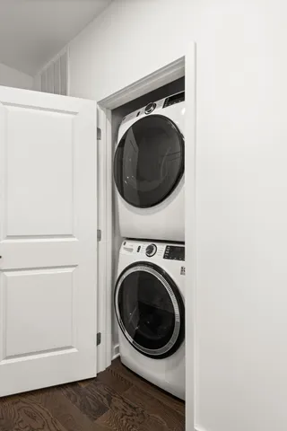 a utility room with dryer and washer