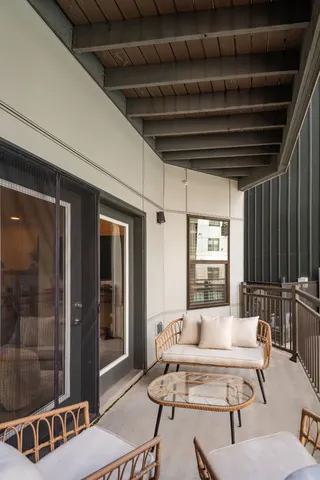 a living room with furniture