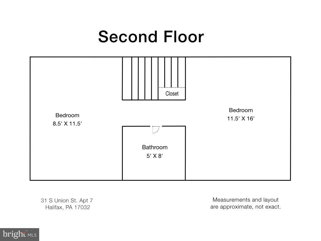 31 Union Street, Unit 7 Halifax, PA 17032 - Photo 29 of 29 Second floor layout with two bedrooms.