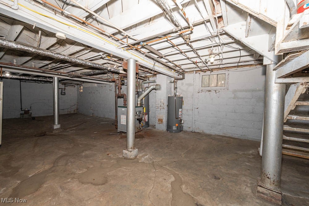 3114 Neosho Road Youngstown, OH 44511 - Photo 23 of 25 Unfinished basement with water heater and a heating unit