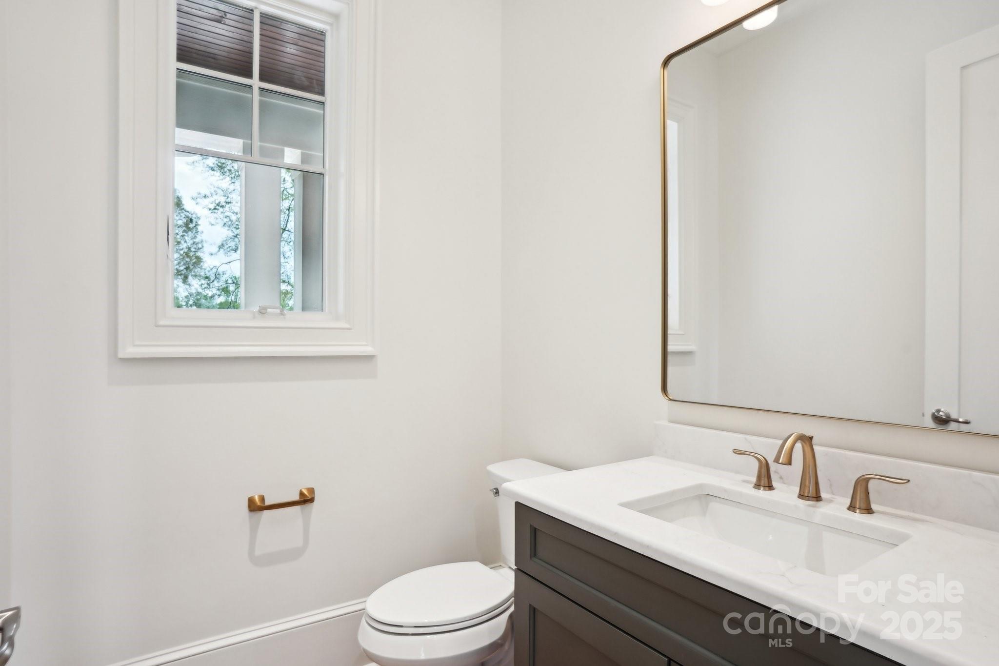 8813 Graham Road Denver, NC 28037 - Photo 24 of 35 a bathroom with a granite countertop sink a toilet and a mirror
