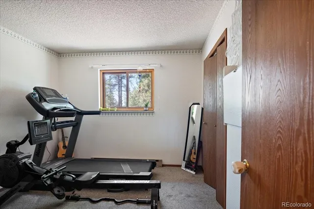 a view of workspace with gym equipment