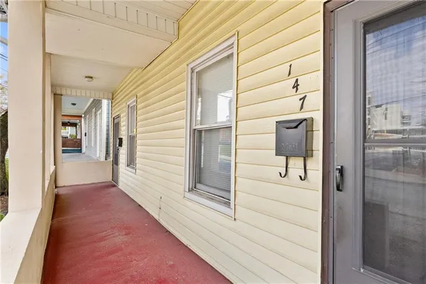 a view of a building with a door