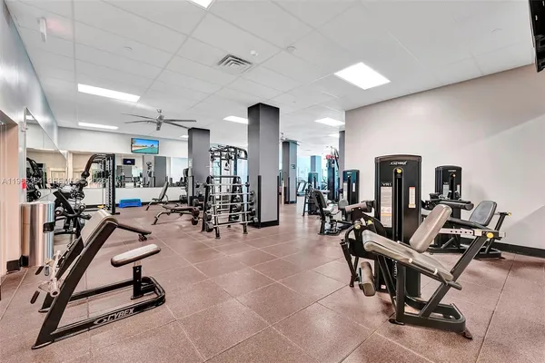 a view of a room with gym equipment