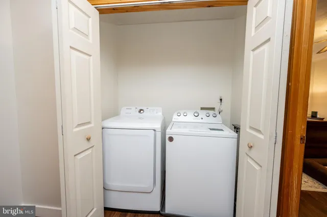 a utility room with dryer and washer