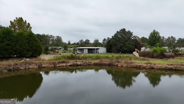 a view of a lake with houses