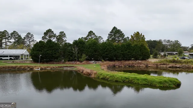 a view of a lake with houses