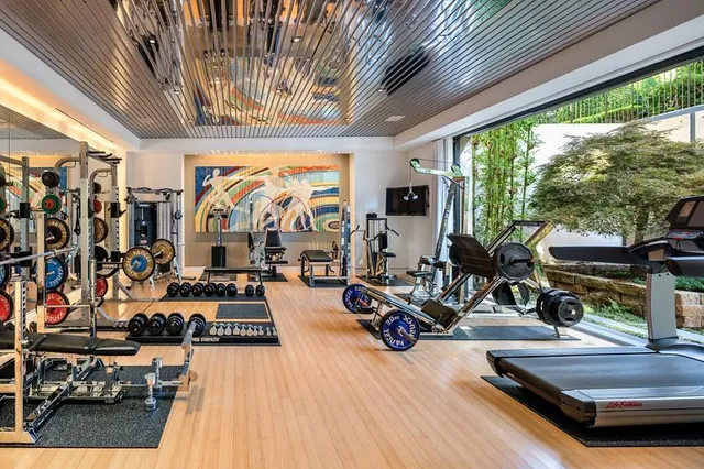 a view of a room with gym equipment