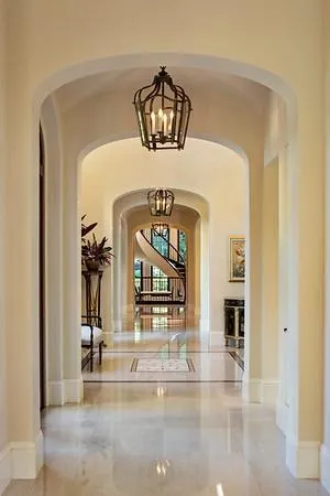 image of a hallway with a view of living room