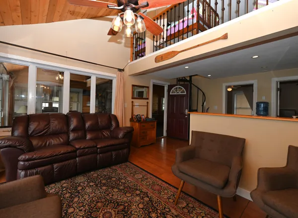 a living room with furniture