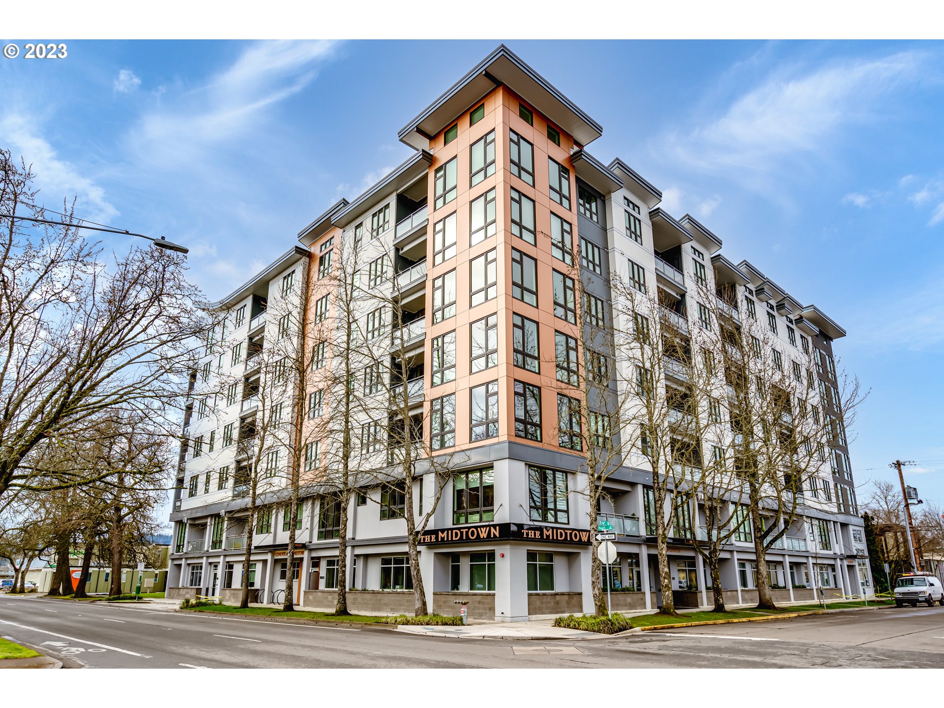 a front view of a building