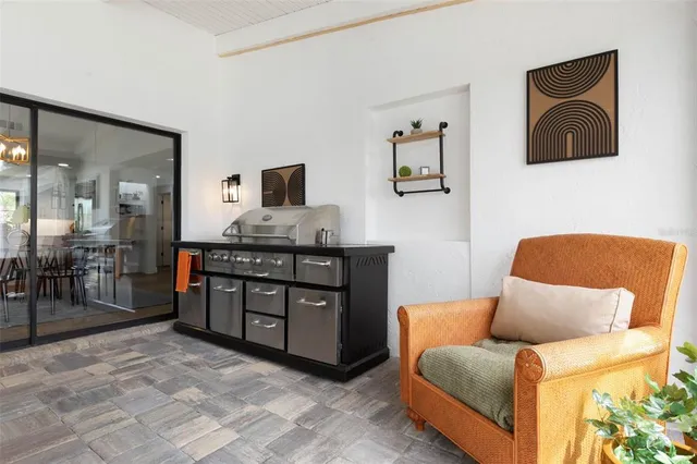 a bedroom with a bed and furniture