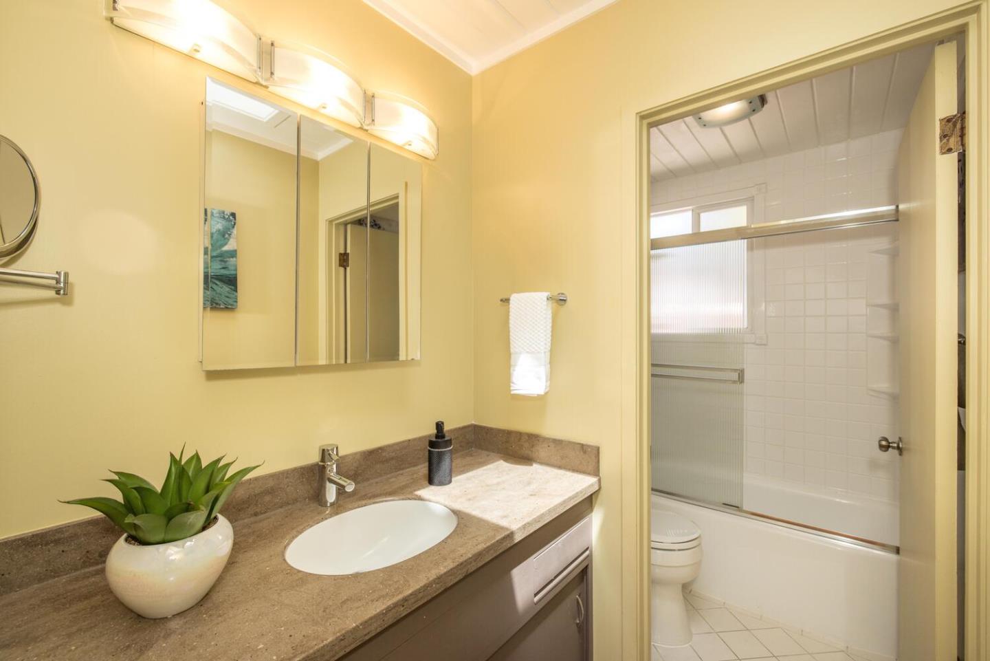 1619 Celeste Drive San Mateo, CA 94402 - Photo 25 of 44 a bathroom with a granite countertop sink toilet and shower