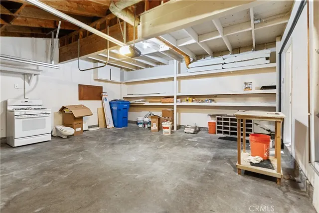 a view of a park with large trees