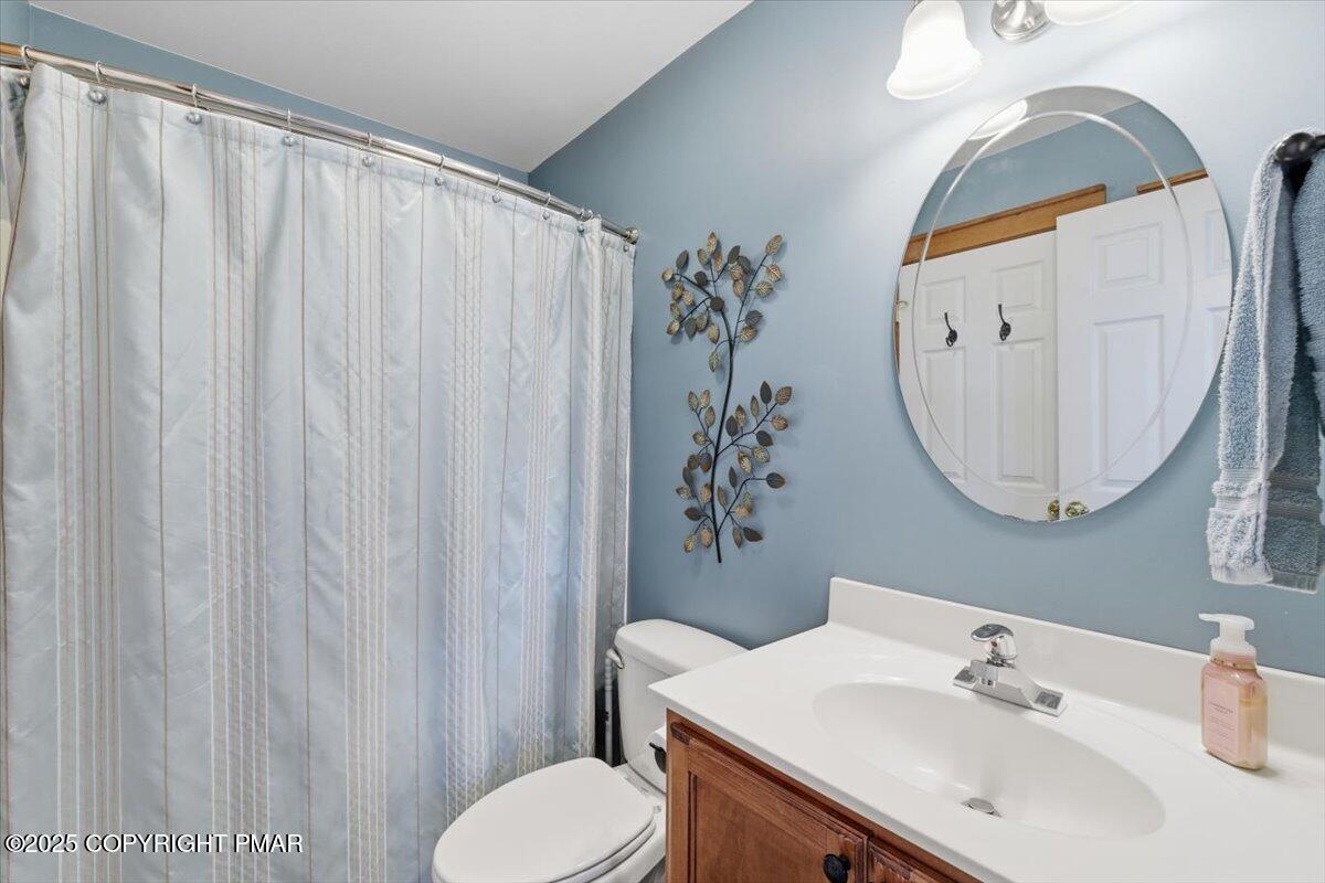 557 Upper Deer Valley Road Tannersville, PA 18372 - Photo 28 of 47 a bathroom with a sink toilet and mirror