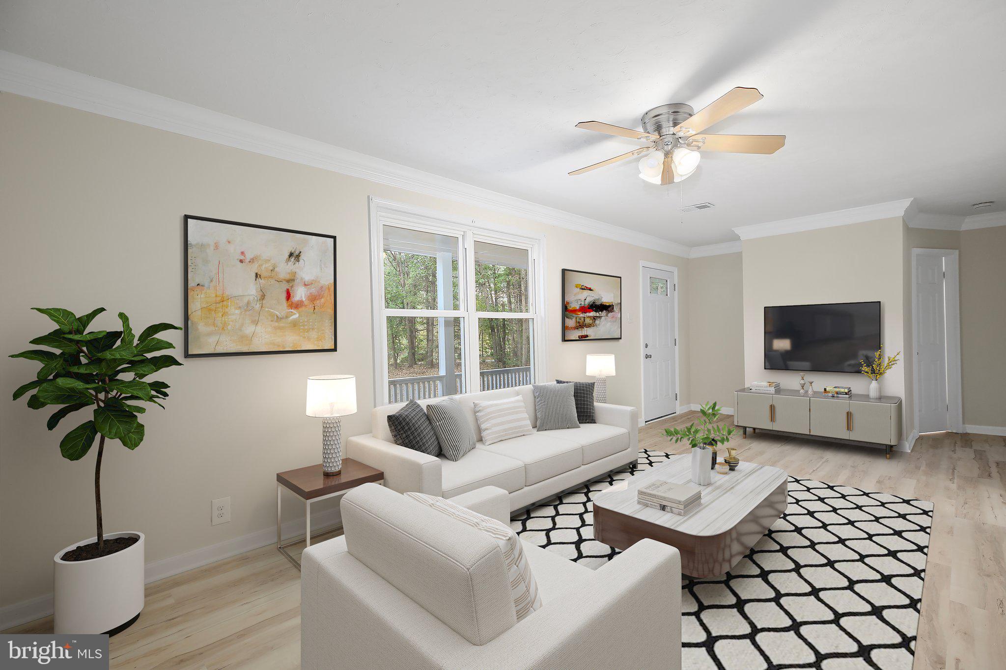 Virtually staged family room