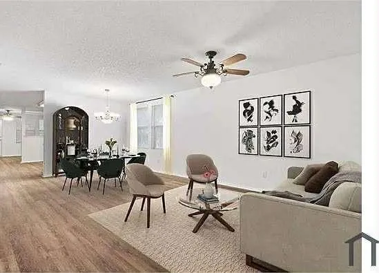 a living room with furniture