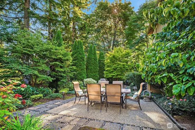 a swimming pool with wooden fence
