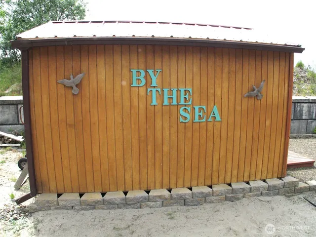 a garden view with a sitting space