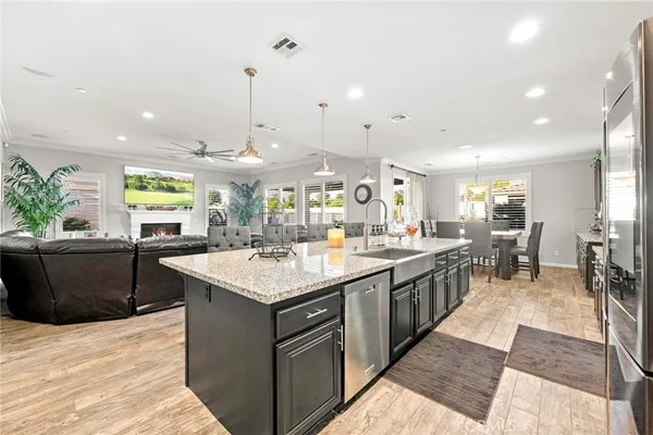a kitchen with lots of counter top space