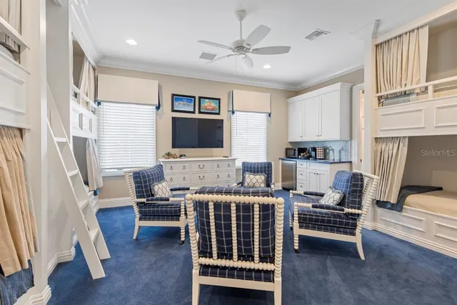 a view of a lake with a big yard