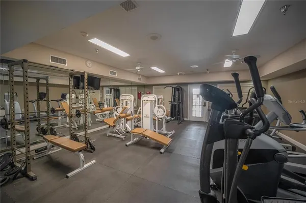 a view of a room with gym equipment