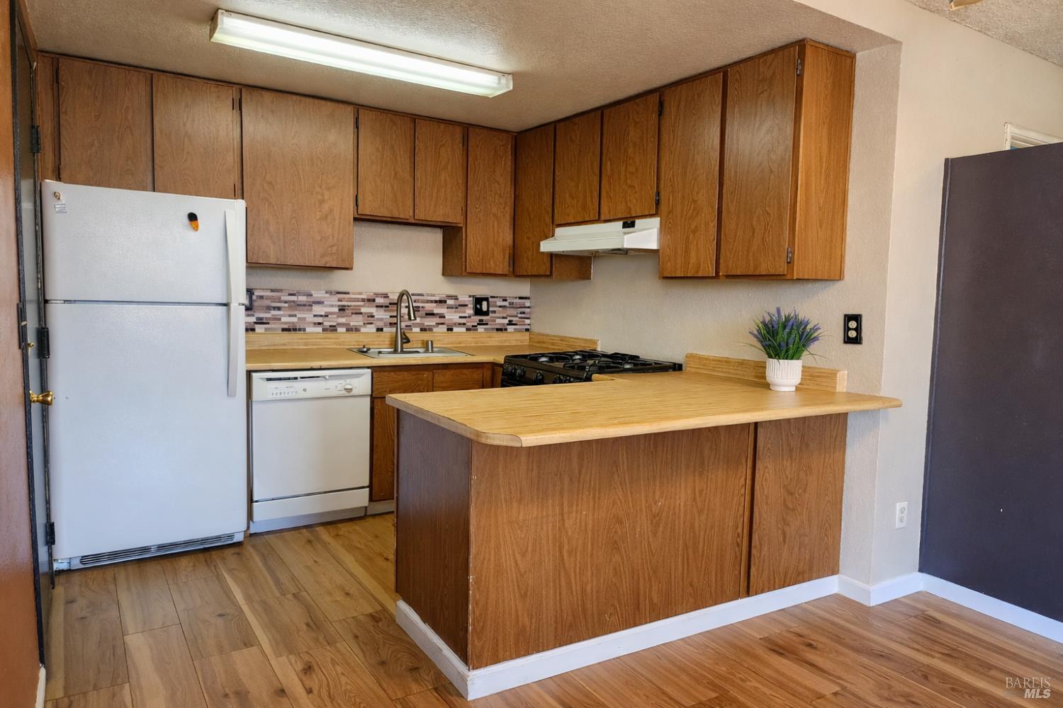 717 Blair Place Santa Rosa, CA 95401 - Photo 7 of 23 a kitchen with a sink a refrigerator and cabinets