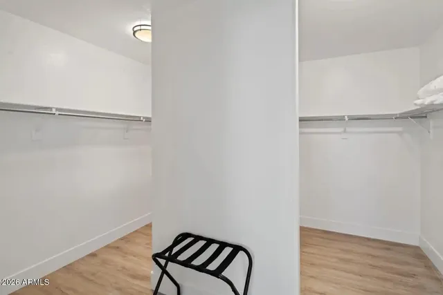 a view of small space with wooden floor