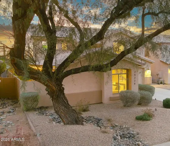 a view of a house with a tree