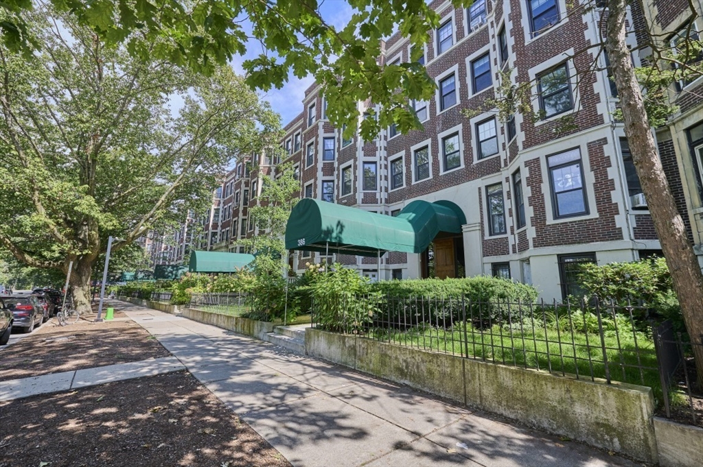 386 Riverway, Unit 4 Boston, MA 02115 - Photo 12 of 14 a front view of a house with a yard and plants