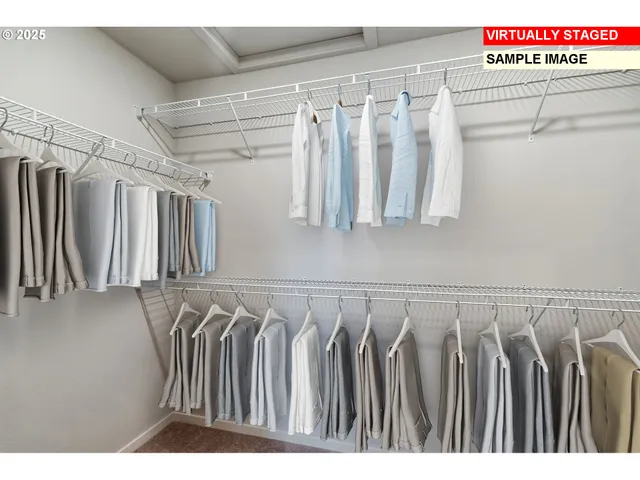 a view of a room with racks on the wall